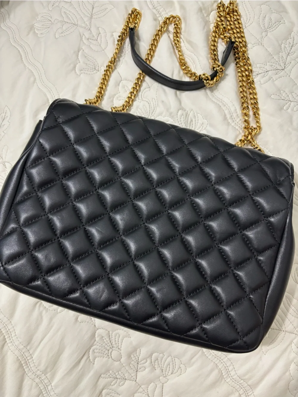 Versace Black Quilted Leather Shoulder Bag